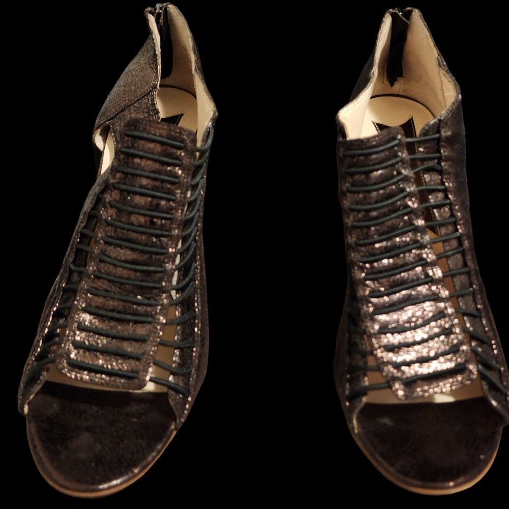 Boutique 9 Bronze Caged Open Toe Heels, Size 10M